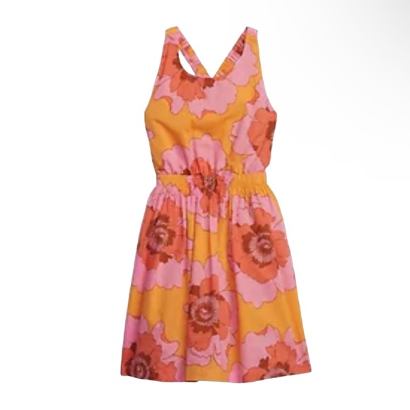 Gap girl criss cross open back floral dress size M(8) - Picture 2 of 9